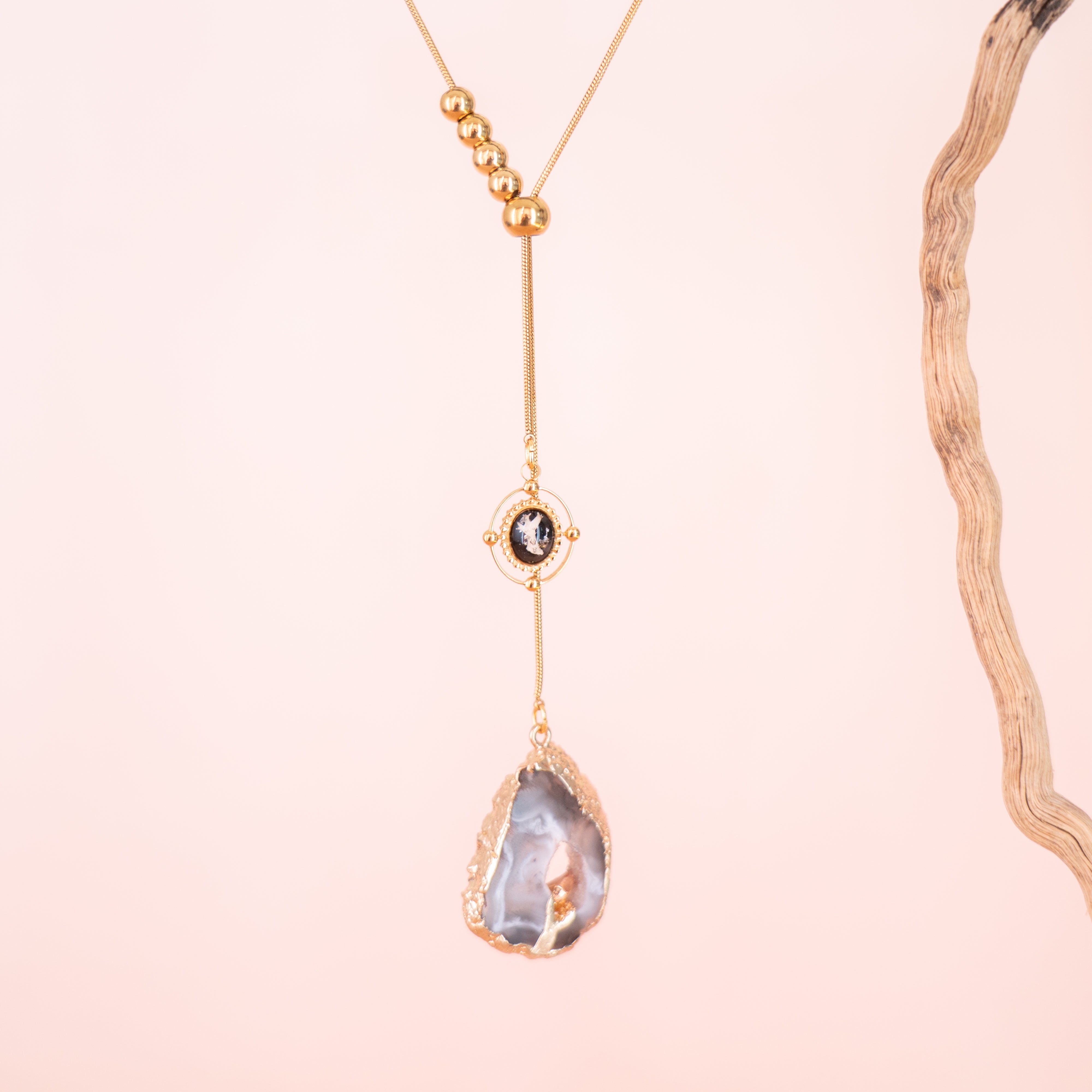 COLLANA SPIRALE OVALE CON AGATA