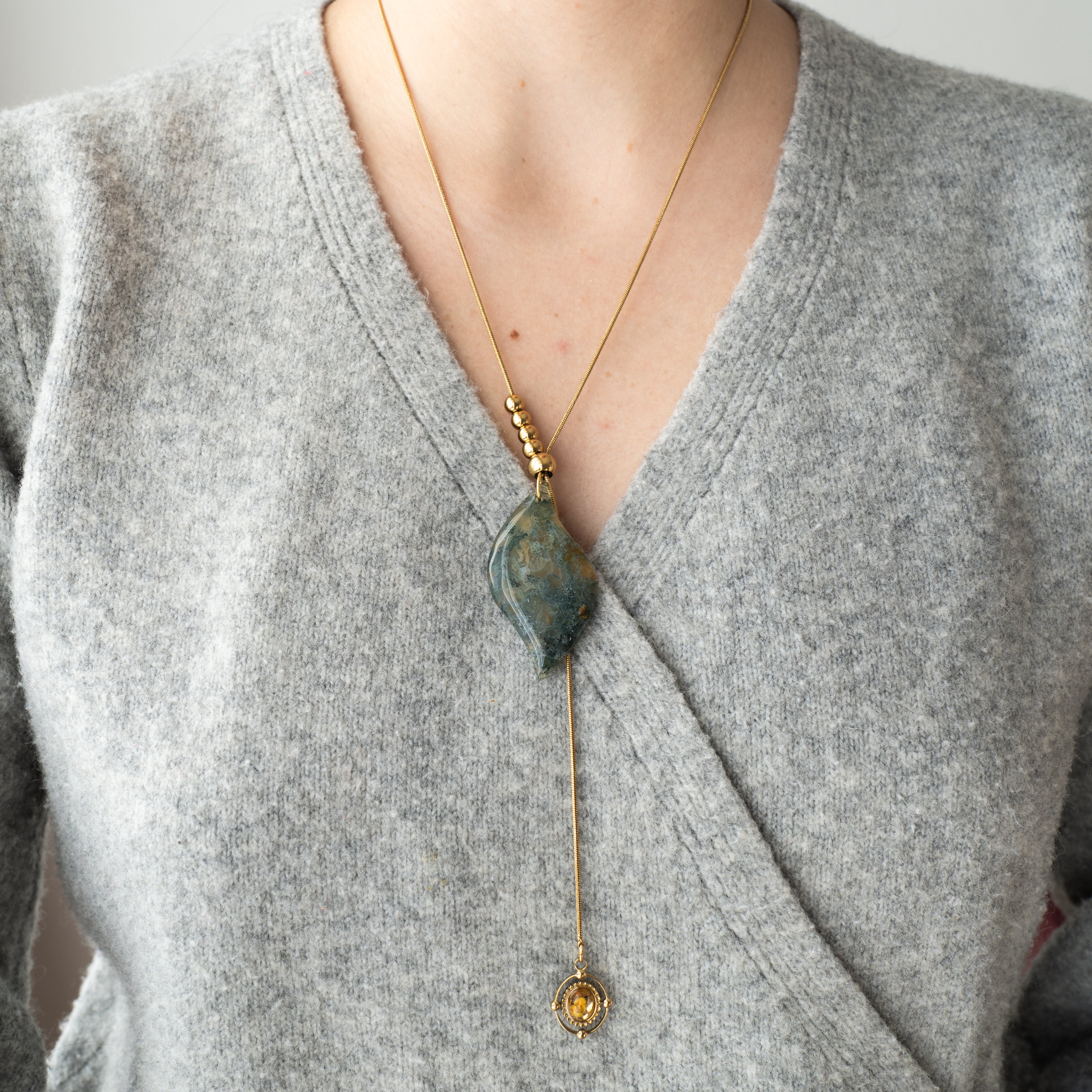 COLLANA SPIRALE OVALE CON AGATA MUSCHIATA