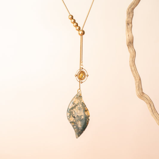 COLLANA SPIRALE OVALE CON AGATA MUSCHIATA