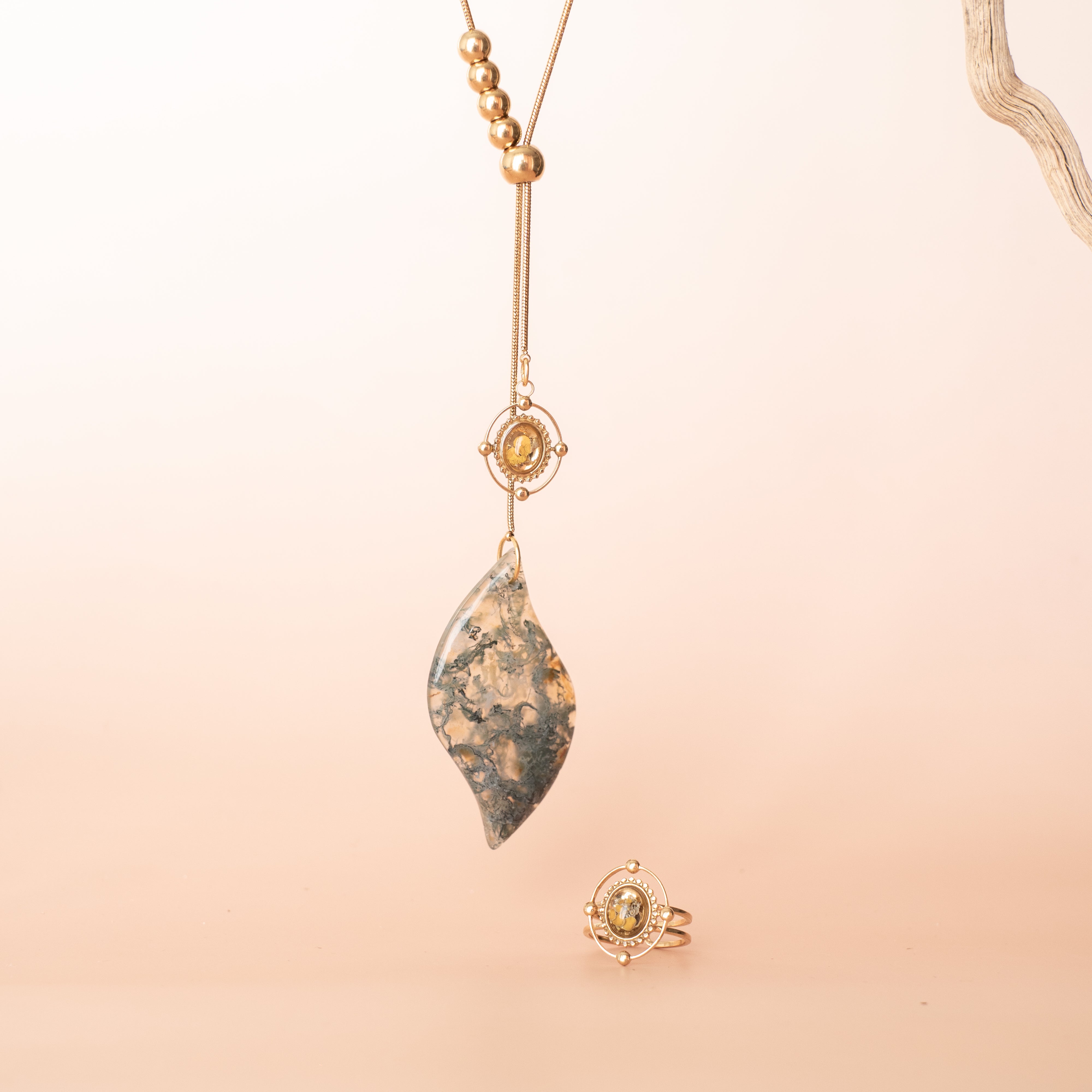 SET SPIRALE OVALE CON AGATA MUSCHIATA